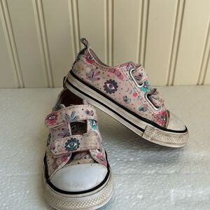 Converse All Star pink graphic butterfly eye moon hook loop sneakers size 7